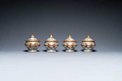 An extensive Chinese Canton famille rose dinner service, 19th C.
