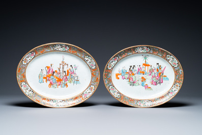 An extensive Chinese Canton famille rose dinner service, 19th C.