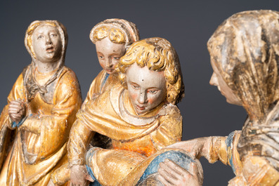 Een gepolychromeerde houten groep van de 'Bewening', Brabant, 1e kwart 16e eeuw