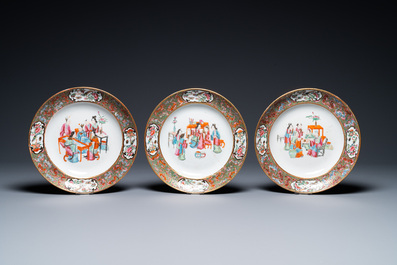 An extensive Chinese Canton famille rose dinner service, 19th C.