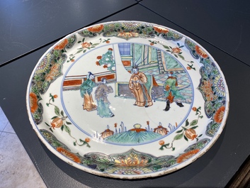 A Chinese doucai dish with a narrative scene, Kangxi/Yongzheng