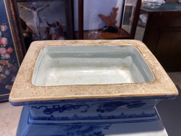 A large Chinese blue and white 'Five scholars' vase, Qianlong