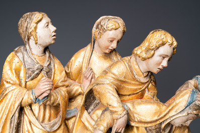 Een gepolychromeerde houten groep van de 'Bewening', Brabant, 1e kwart 16e eeuw