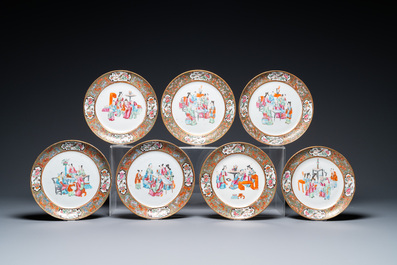 An extensive Chinese Canton famille rose dinner service, 19th C.