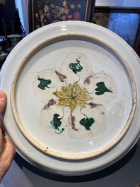 A Chinese doucai dish with a narrative scene, Kangxi/Yongzheng