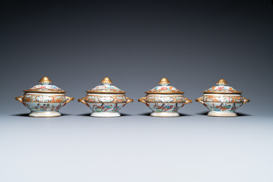 An extensive Chinese Canton famille rose dinner service, 19th C.