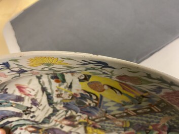 A large Chinese famille rose 'deer hunt' dish, Yongzheng