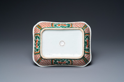 A large Chinese wucai bowl and a rectangular dish, Kangxi and/or later