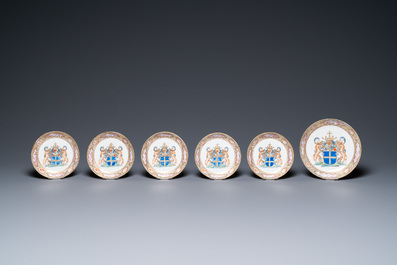 A Chinese 21-piece armorial tea service with the arms of 'Van der Cruyce' for the Belgian market, Qianlong