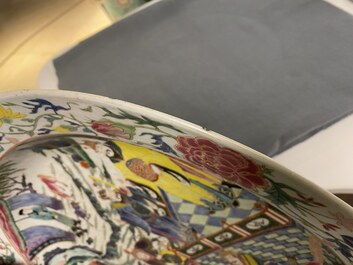 A large Chinese famille rose 'deer hunt' dish, Yongzheng