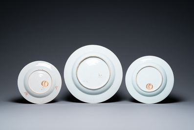 Three Chinese famille rose dishes, Yongzheng/Qianlong