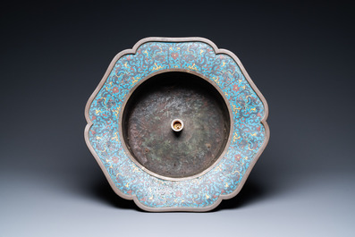 A large Chinese cloisonn&eacute; tripod censer and cover, 19th C.