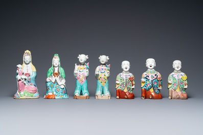 Thirteen various Chinese famille rose figures, Qianlong and later