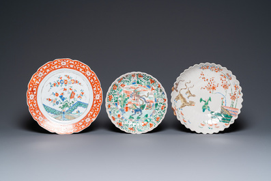 Three Chinese famille verte dishes and a bowl, Kangxi