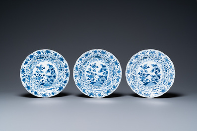 Nine Chinese blue and white plates and dishes, Kangxi/Qianlong