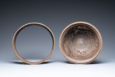 A large Chinese cloisonn&eacute; tripod censer and cover, 19th C.