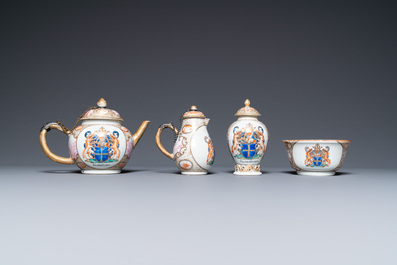 A Chinese 21-piece armorial tea service with the arms of 'Van der Cruyce' for the Belgian market, Qianlong