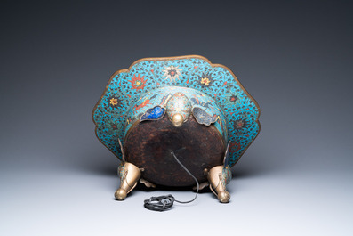 A large Chinese cloisonn&eacute; tripod censer and cover, 19th C.
