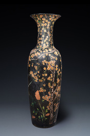 A massive Chinese famille noire 'prunus blossoms' vase, Kangxi mark, 19th C.