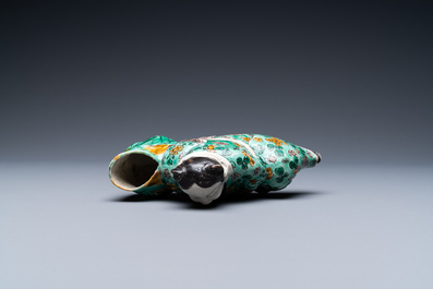 A Chinese verte biscuit 'Li Bai' brush washer, 19th C.