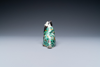 A Chinese verte biscuit 'Li Bai' brush washer, 19th C.