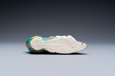 A Chinese verte biscuit 'Li Bai' brush washer, 19th C.