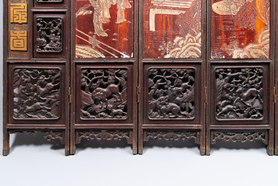 A Chinese nine-panel coromandel lacquer screen, dated 1797