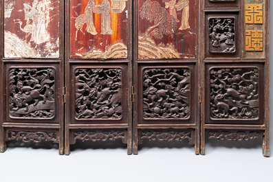 A Chinese nine-panel coromandel lacquer screen, dated 1797
