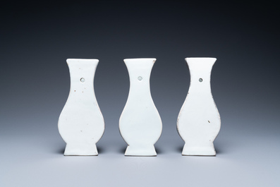 Three Chinese famille verte wall vases, Kangxi