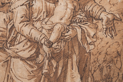 Pieter (Peter) van Lint (Antwerp, 1609-1690): 'Saint Anne Trinity', pen and brown ink on paper