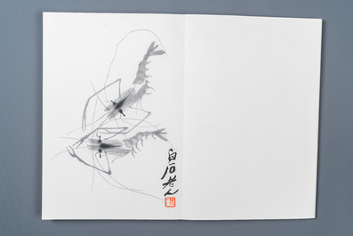 Un album de 22 estampes d'apr&egrave;s Qi Baishi, studio Rong Bao Zhai, P&eacute;kin, 1952