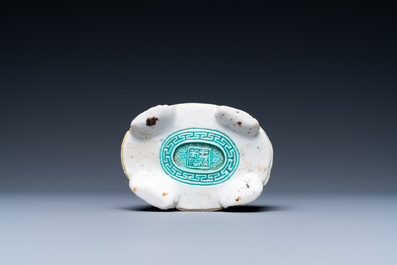 A Chinese verte biscuit incense holder, 19th C.
