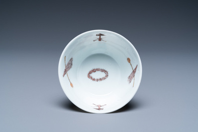 A Chinese Dutch-decorated &lsquo;Crucifixion&rsquo; cup and saucer, Qianlong