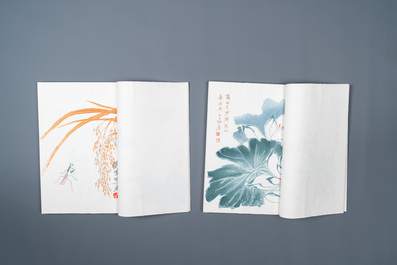 Une bo&icirc;te contenant deux albums de 120 estampes, dont 44 d'apr&egrave;s Qi Baishi, studio Rong Bao Zhai, P&eacute;kin, 1953