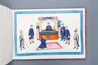 Un album de peintures sur papier de riz, &eacute;tiquettes du magasin Wing Tai Hing et de l'expo de Hanoi en 1902, Chine, Canton, 19/20&egrave;me