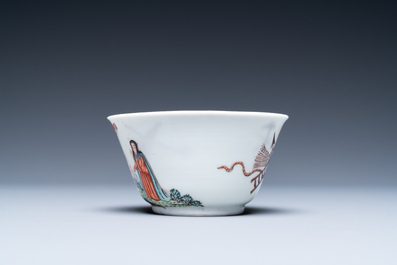 A Chinese Dutch-decorated &lsquo;Crucifixion&rsquo; cup and saucer, Qianlong