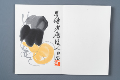 Un album de 22 estampes d'apr&egrave;s Qi Baishi, studio Rong Bao Zhai, P&eacute;kin, 1952