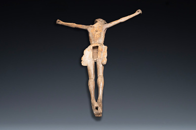 Een grote gepolychromeerde eikenhouten Christus, Vlaanderen, 1e kwart 16e eeuw