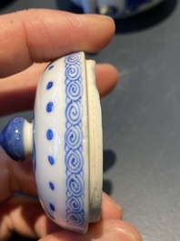 A pair of Chinese blue and white 'antiquities' teapots, Kangxi