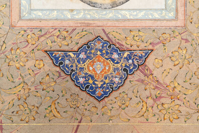 Miniature persane: 'Haji Bektash Veli', gouache rehauss&eacute;e d'or sur papier, 19&egrave;me