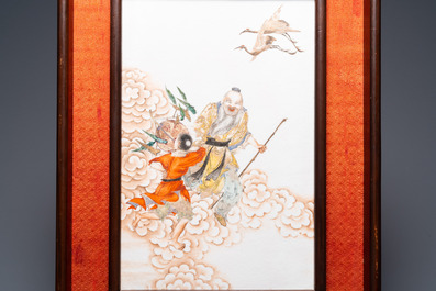 A Chinese fencai 'immortal' plaque, Republic