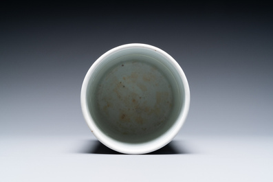 A Chinese famille verte brush pot, Kangxi