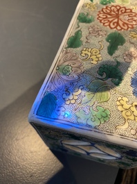 A rare Chinese famille verte rectangular scroll weight, Kangxi