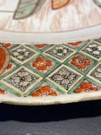 A Chinese famille verte dish with a kissing couple in a boat, Kangxi