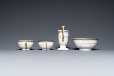 A Chinese nine-piece iron red service with landscape design, Qianlong