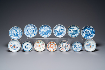 Thirty-six Chinese mostly blue and white saucers and thirty-two cups, Kangxi and later
