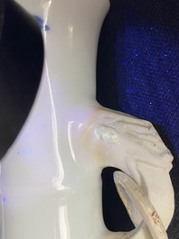 A Chinese blue and white vase with elephant head handles, Kangxi