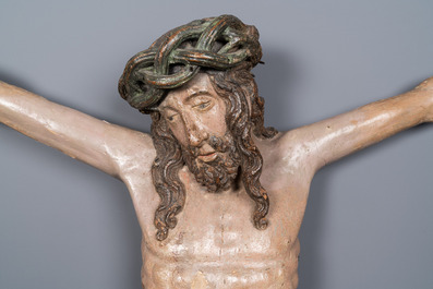Een grote gepolychromeerde eikenhouten Christus, Vlaanderen, 1e kwart 16e eeuw
