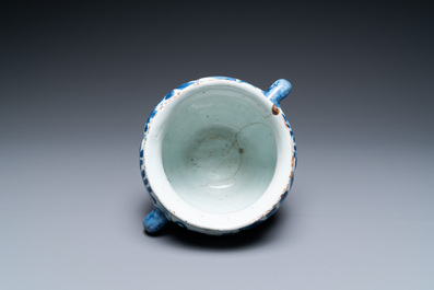 A rare Chinese blue and white kraak porcelain two-handled jarlet on foot, Wanli