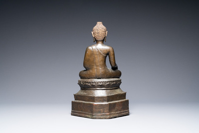 A large Lanna-style bronze figure of Buddha, Laos or Northern Thailand, mid 16th C.